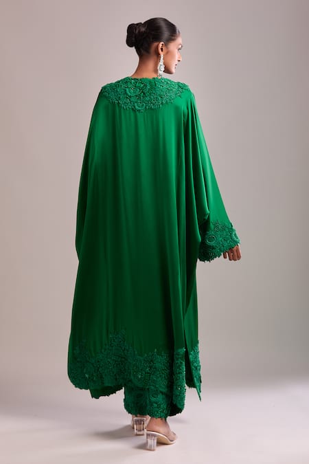 Anamika Khanna Emerald Green Kaftan & Pant Set 