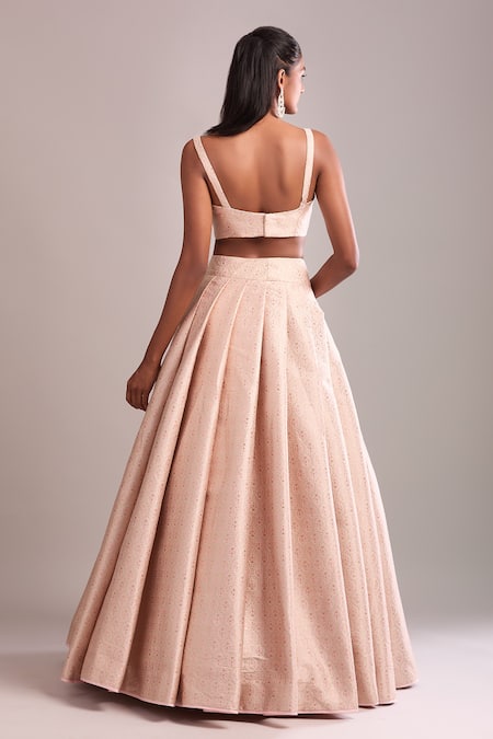 Shyam Narayan Prasad Pearl Pink Brocade Lehenga Set 