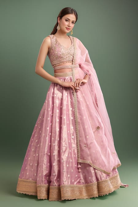 Shyam Narayan Prasad Polka Woven Zardozi Lehenga Set 