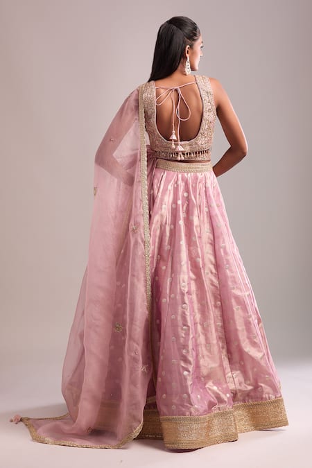 Shyam Narayan Prasad Polka Woven Zardozi Lehenga Set 