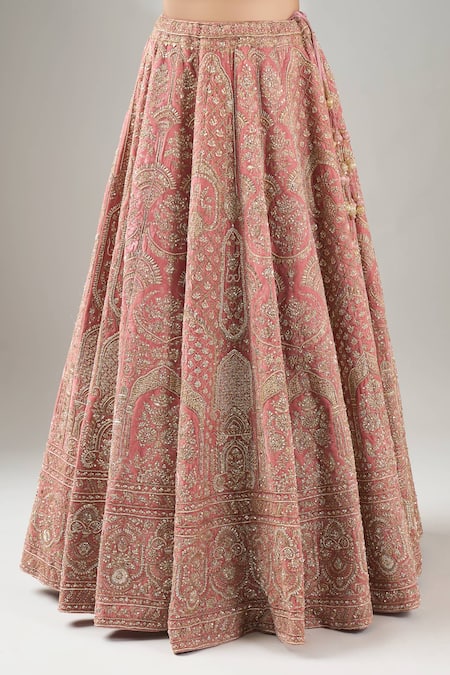 Buy_Kalighata_Pink Silk Sequins, Embroidery Elnaz Lehenga Set _Online_at_Aza_Fashions