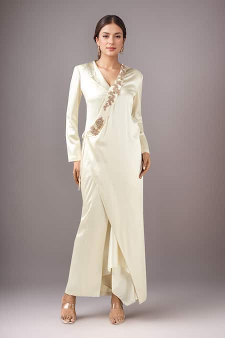 Anamika Khanna Ivory Long Coat Set 