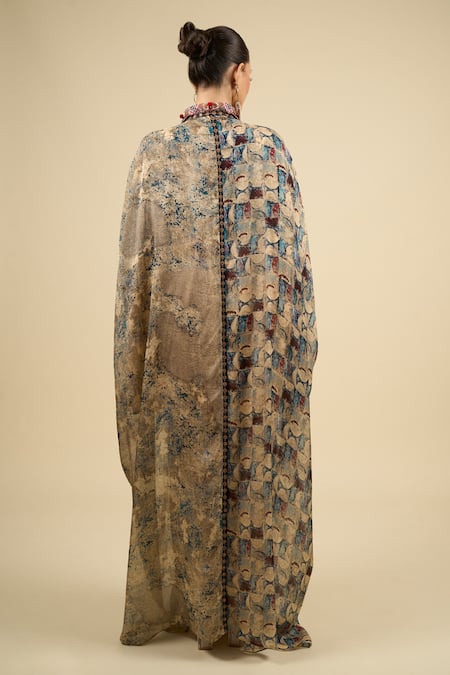 Buy Aseem Kapoor Beige Cotton Tassels, Embroidery High Neck, Collared Ecru Jacket Shirt Skirt Set Buy_Aseem Kapoor_Beige Cotton Tassels, Embroidery High Neck, Collared Ecru Jacket Shirt Skirt Set