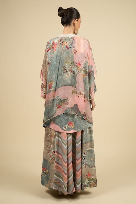 Shop Aseem Kapoor Multi Color Tassels, Embroidery Open , Round Jacket And Trouser Set at Aza Fashions Shop_Aseem Kapoor_Multi Color Tassels, Embroidery Open , Round Jacket And Trouser Set _at_Aza_Fashions