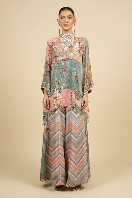 Buy Aseem Kapoor Multi Color Tassels, Embroidery Open , Round Jacket And Trouser Set Online at Aza Fashions Buy_Aseem Kapoor_Multi Color Tassels, Embroidery Open , Round Jacket And Trouser Set _Online_at_Aza_Fashions