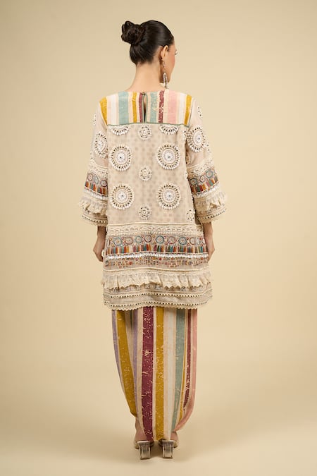 Shop Aseem Kapoor Multi Color Embroidery Round Neck Kurta And Trouser Set at Aza Fashions Shop_Aseem Kapoor_Multi Color Embroidery Round Neck Kurta And Trouser Set _at_Aza_Fashions