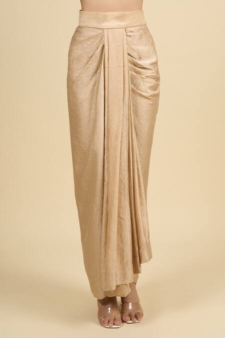 Buy_Aseem Kapoor_Beige Tassels Round Neck Ecru Kurta And Skirt Set _Online_at_Aza_Fashions