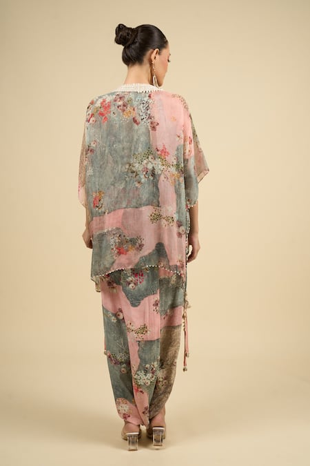 Shop Aseem Kapoor Multi Color Beads Round Neck Printed Jacket And Trouser Set at Aza Fashions Shop_Aseem Kapoor_Multi Color Beads Round Neck Printed Jacket And Trouser Set _at_Aza_Fashions