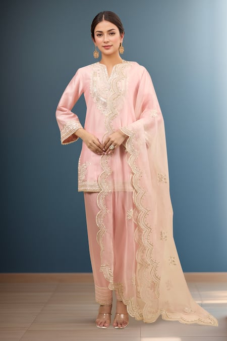 Sheetal Batra Blush Pink Short Kurta Salwar Set 