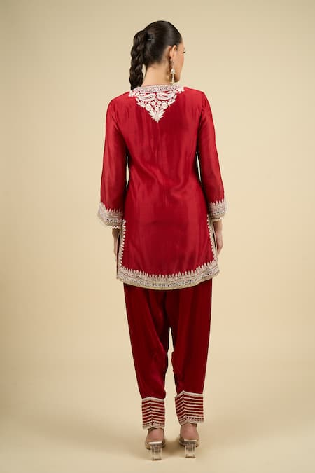 Sheetal Batra Red Short Kurta Salwar Set 