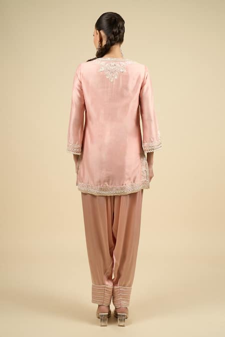 Sheetal Batra Off Rose Short Kurta Salwar Set 