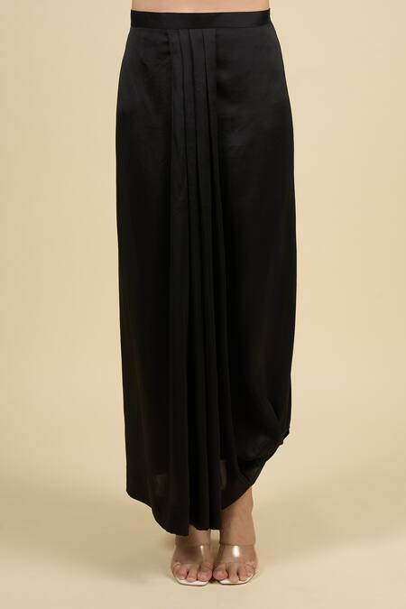 Anamika Khanna_Black Chiffon Embroidered Cape Top Dress Set_Online_at_Aza_Fashions