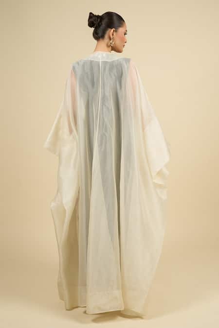 Anamika Khanna Off-White Embroidered Cape Set 