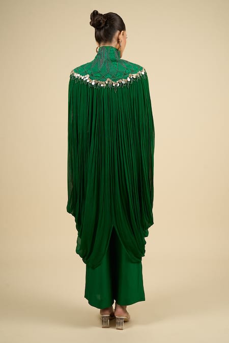 Anamika Khanna Emerald Capelet Dress Set 