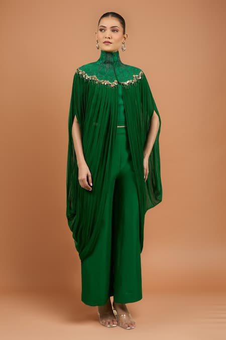 Anamika Khanna Emerald Capelet Dress Set 