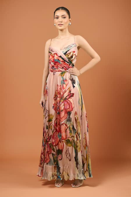 Saaksha & Kinni Floral Print Chiffon Harlow Dress 