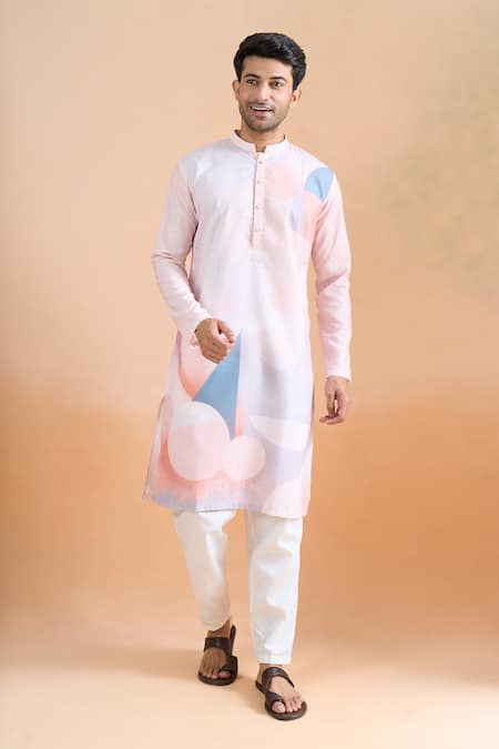 Arihant Rai Sinha Peach Digital Print Kurta & Cream Pant Set 