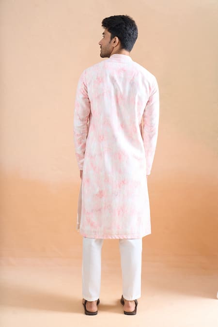 Shop Arihant Rai Sinha Pink Cotton Sequins Thread Printed Kurta Set at Aza Fashions Shop_Arihant Rai Sinha_Pink Cotton Sequins Thread Printed Kurta Set _at_Aza_Fashions