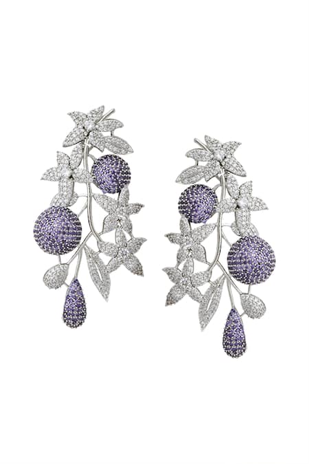 Shop Nazaakat By Samara Singh Purple Violet American Diamond Earrings at Aza Fashions Shop_Nazaakat By Samara Singh_Purple Violet American Diamond Earrings _at_Aza_Fashions