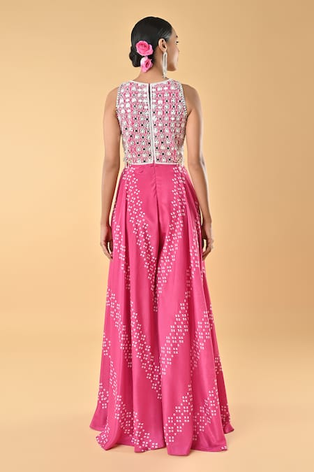 Keith Gomes Pink Designer Jumpsuit with Cutouts 