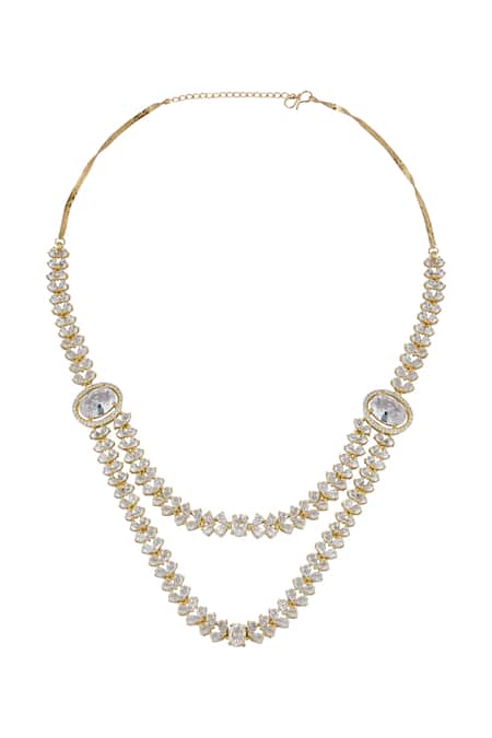 Shop Nazaakat By Samara Singh White American Diamond Jewelry Set Shop_Nazaakat By Samara Singh_White American Diamond Jewelry Set