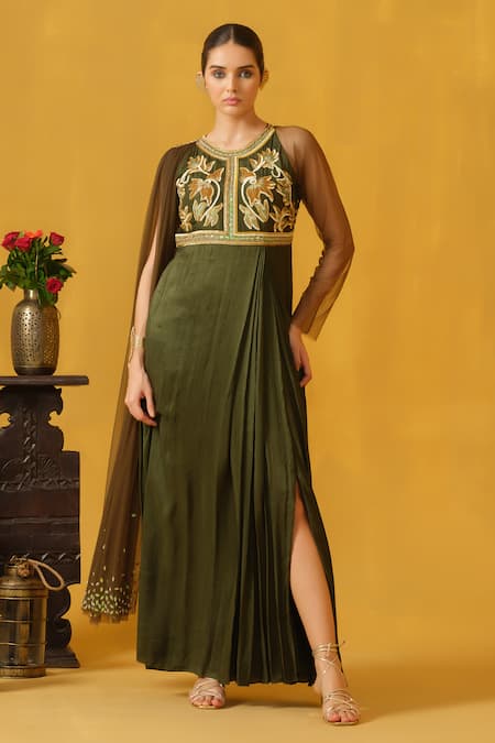 Abstract By Megha Jain Madaan Floral Applique Embellished Kurta 
