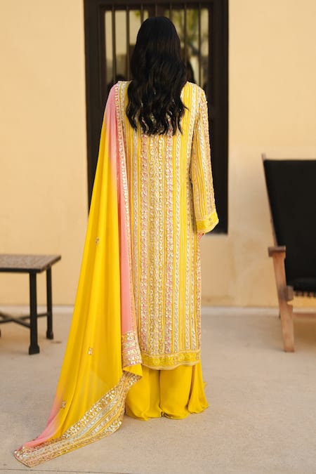 Shian Sunshine Yellow Designer Kurta Sharara Set 