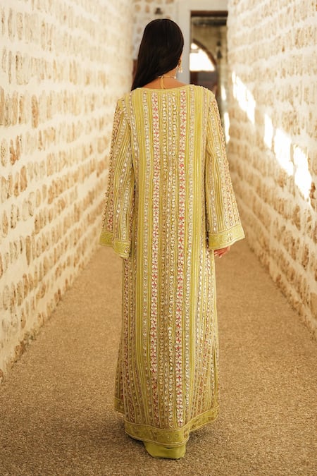 Shian Mint Green Designer Jacket & Draped Skirt 