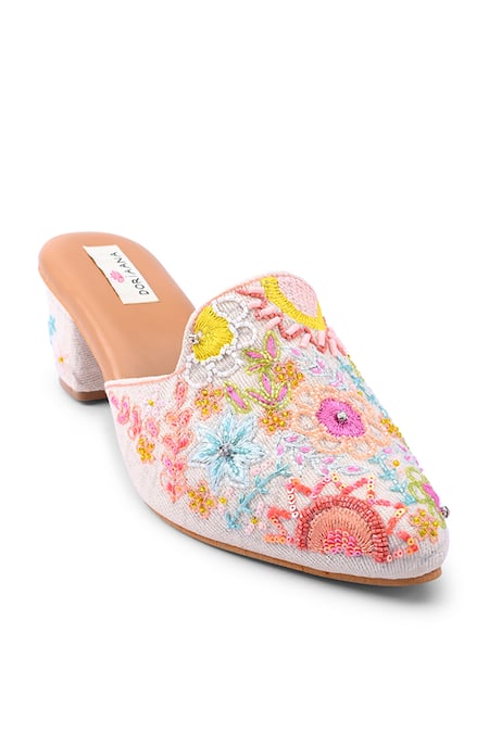 Doriaana Multi Color Embroidery, Beads Designer Mules