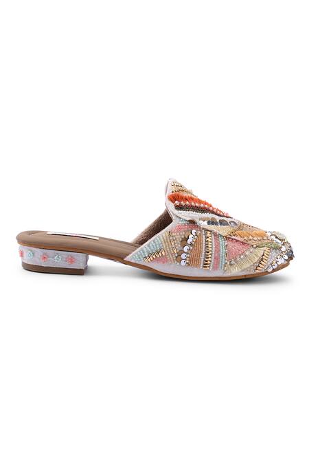 Doriaana_Multi Color Embroidery, Sequins Designer Embellished Shoes _Online_at_Aza_Fashions