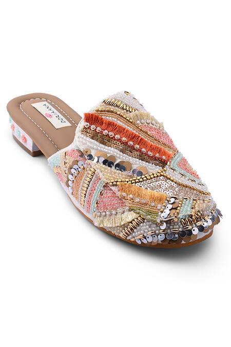Buy_Doriaana_Multi Color Embroidery, Sequins Designer Embellished Shoes _Online_at_Aza_Fashions