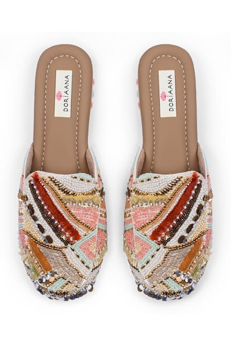 Doriaana Designer Multi Color Embellished Shoes 