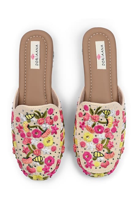 Doriaana Floral Embroidered Designer Mules 