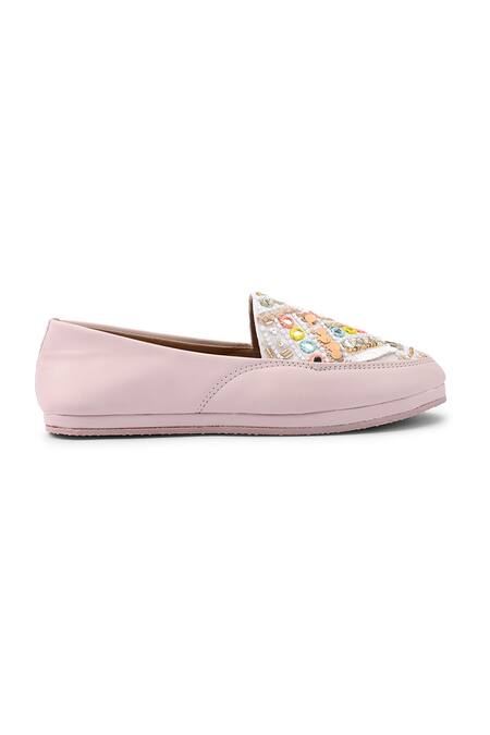 Doriaana_Pink Designer Embellished Slip-on Shoes _Online_at_Aza_Fashions