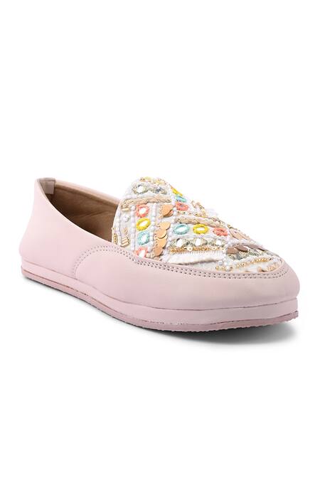 Buy_Doriaana_Pink Designer Embellished Slip-on Shoes _Online_at_Aza_Fashions