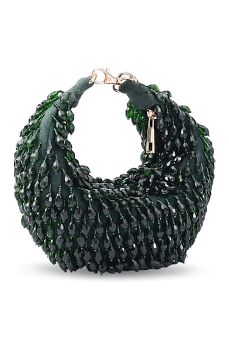 Doriaana Green Sequins Moon Drop Designer Bag 