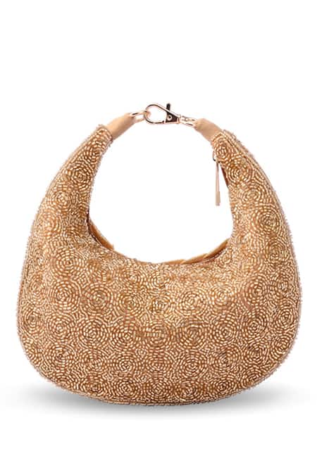 Doriaana Designer Gold Suede Velvet Bag 