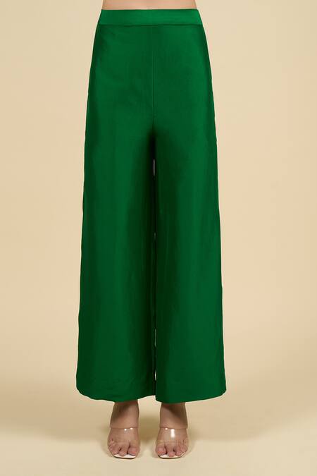 Buy_Anamika Khanna_Emerald Green Mandarin Collar Capelet Dress Set