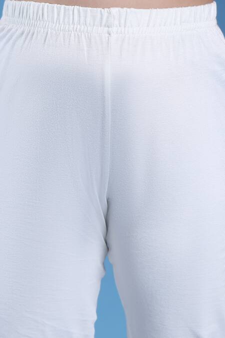 Petite Pomme_Black Viscose Bows Ruffled Top And White Leggings Set _at_Aza_Fashions