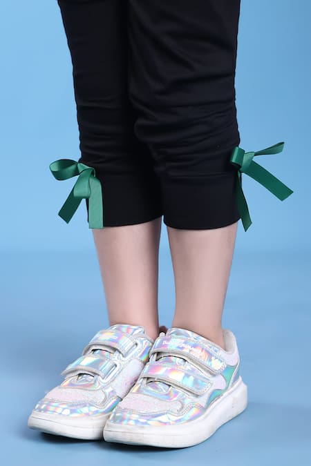 Shop_Petite Pomme_Green Viscose Ruffled Top And Black Leggings Set _Online_at_Aza_Fashions