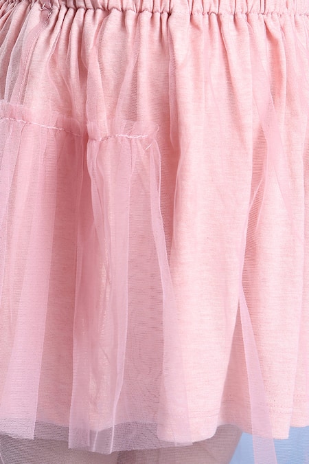 Buy_Petite Pomme_Pink Cotton Salmon Tulle Dress Set 