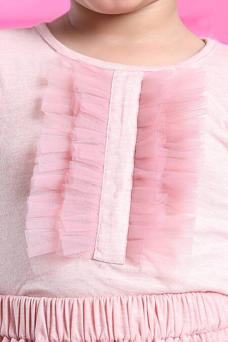 Shop_Petite Pomme_Pink Cotton Salmon Tulle Dress Set 
