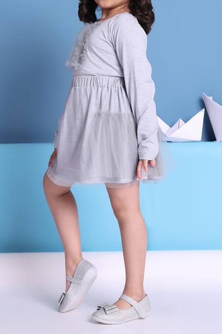 Petite Pomme_Sky Blue Cotton Designer Dress Set _Online_at_Aza_Fashions