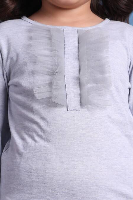 Petite Pomme_Sky Blue Cotton Designer Dress Set _at_Aza_Fashions