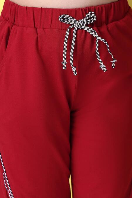 Buy_Petite Pomme_Red Cotton Designer Top And Joggers Set 