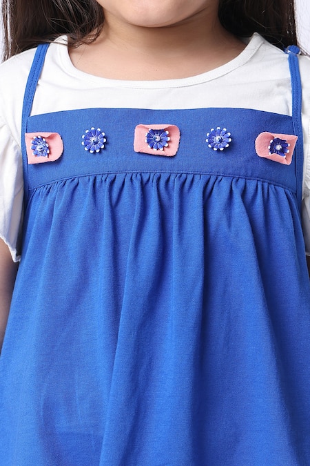 Shop_Petite Pomme_Blue Cotton Embroidery And Offwhite Peplum Top With Pant Set _Online_at_Aza_Fashions