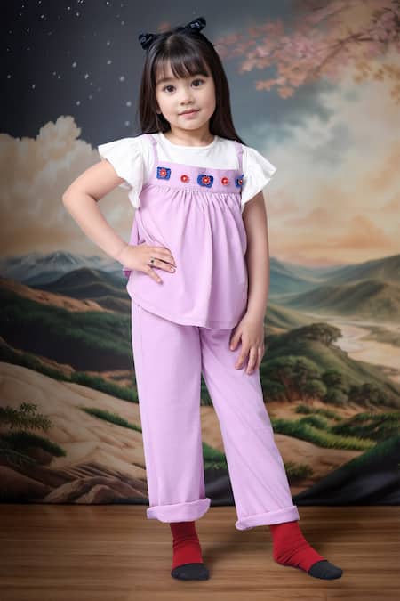 Petite Pomme Violet Peplum Top & Pant Set 
