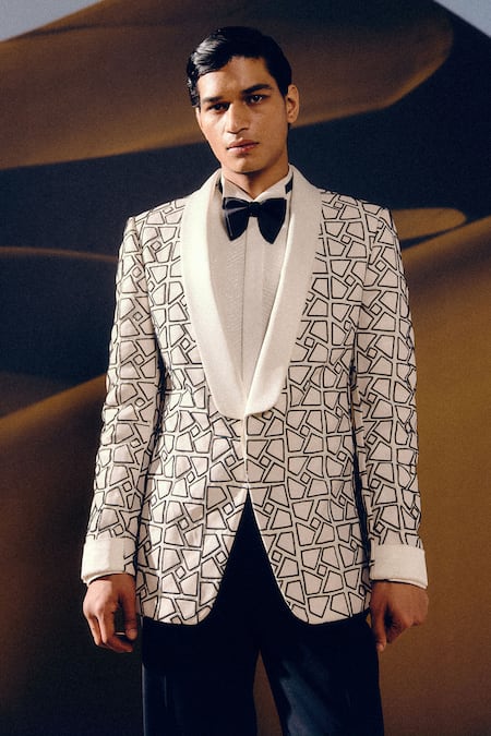 Buy Amaare Ivory Silk, Wool Designer Ornayi Tuxedo Set Online at Aza Fashions Buy_Amaare_Ivory Silk, Wool Designer Ornayi Tuxedo Set _Online_at_Aza_Fashions