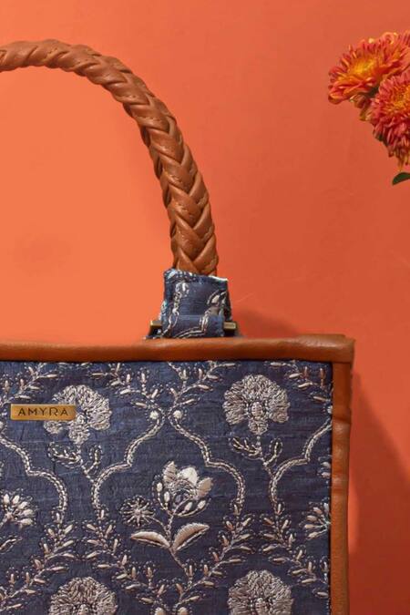 Shop Amyra Blue Embroidery Jharokha Handbag Online at Aza Fashions Shop_Amyra_Blue Embroidery Jharokha Handbag _Online_at_Aza_Fashions