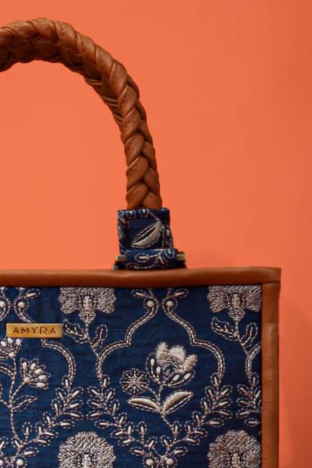 Amyra Blue Embroidery Jharokha Handbag Online at Aza Fashions Amyra_Blue Embroidery Jharokha Handbag _Online_at_Aza_Fashions